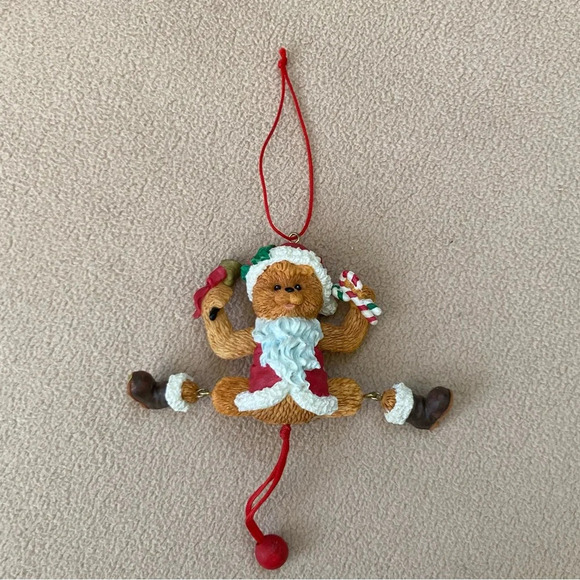 Vintage Dancing Santa Claus Bear Christmas Tree Ornament-Caroling Teddy-Movable - Picture 2 of 4